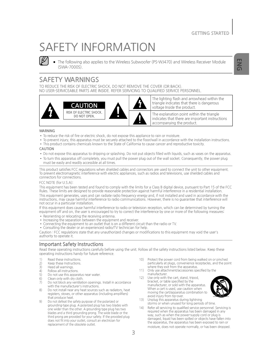 SAFETY INFORMATION Standard HW-J470
