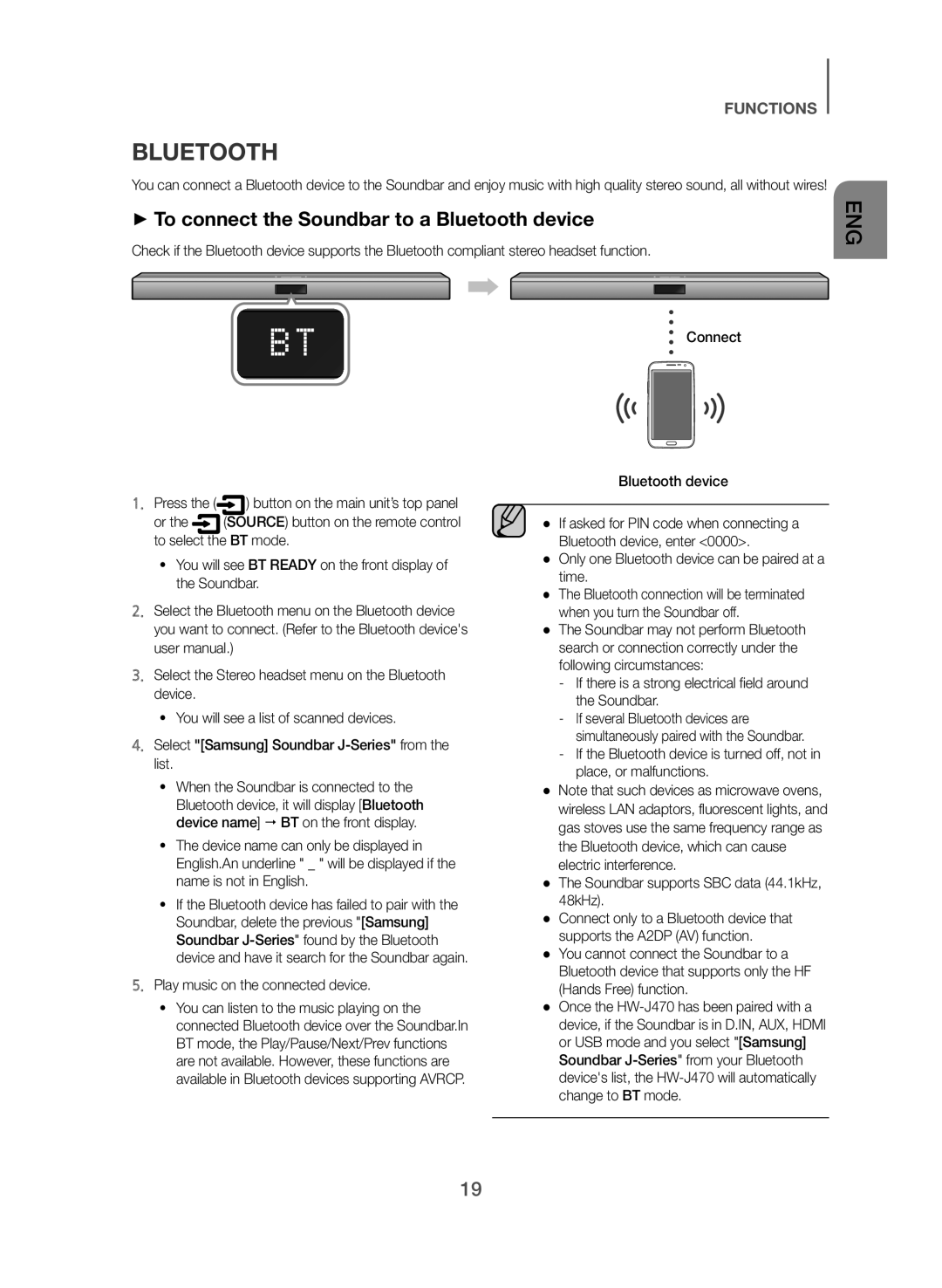 ++To connect the Soundbar to a Bluetooth device BLUETOOTH