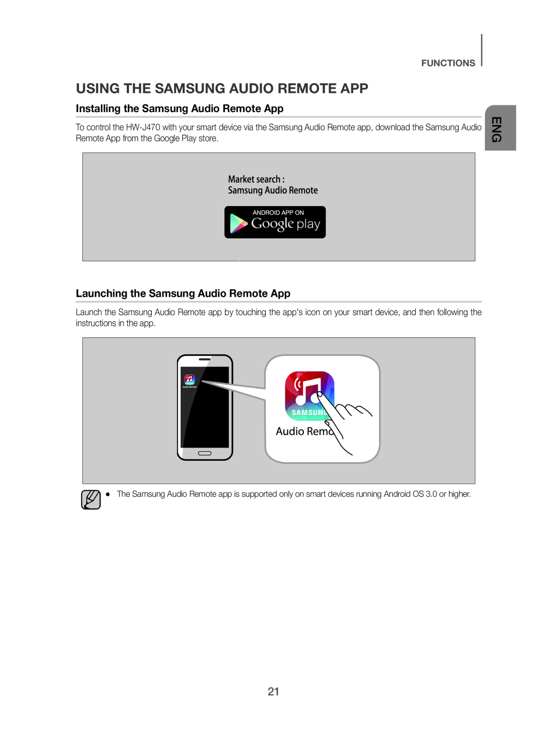 USING THE SAMSUNG AUDIO REMOTE APP Standard HW-J470
