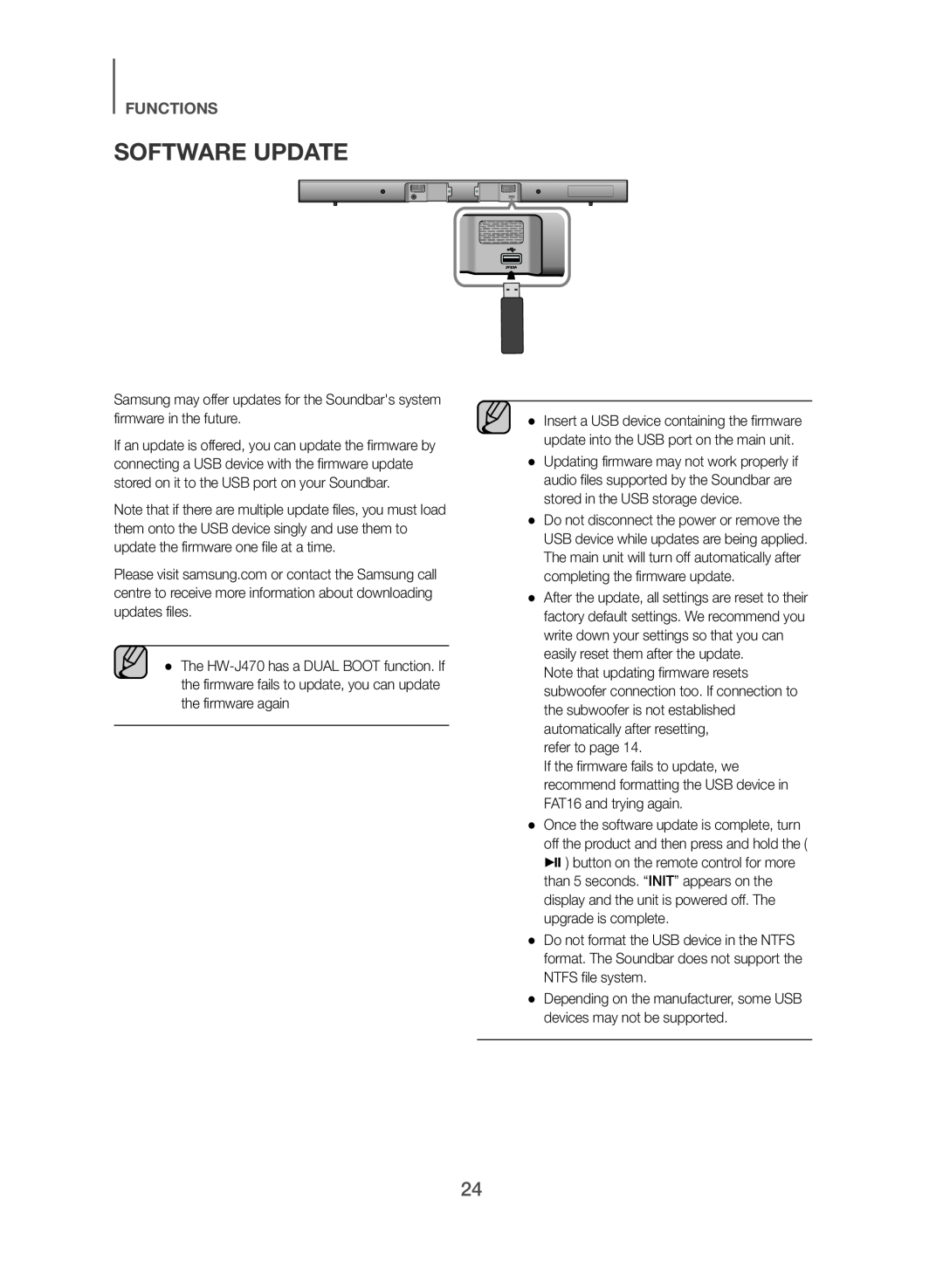 SOFTWARE UPDATE Standard HW-J470