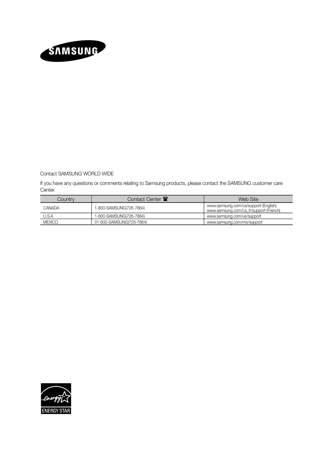 Contact SAMSUNG WORLD WIDE Standard HW-J470