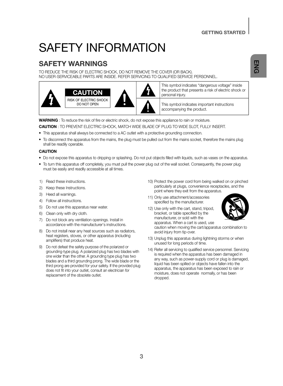 SAFETY WARNINGS Standard HW-J470
