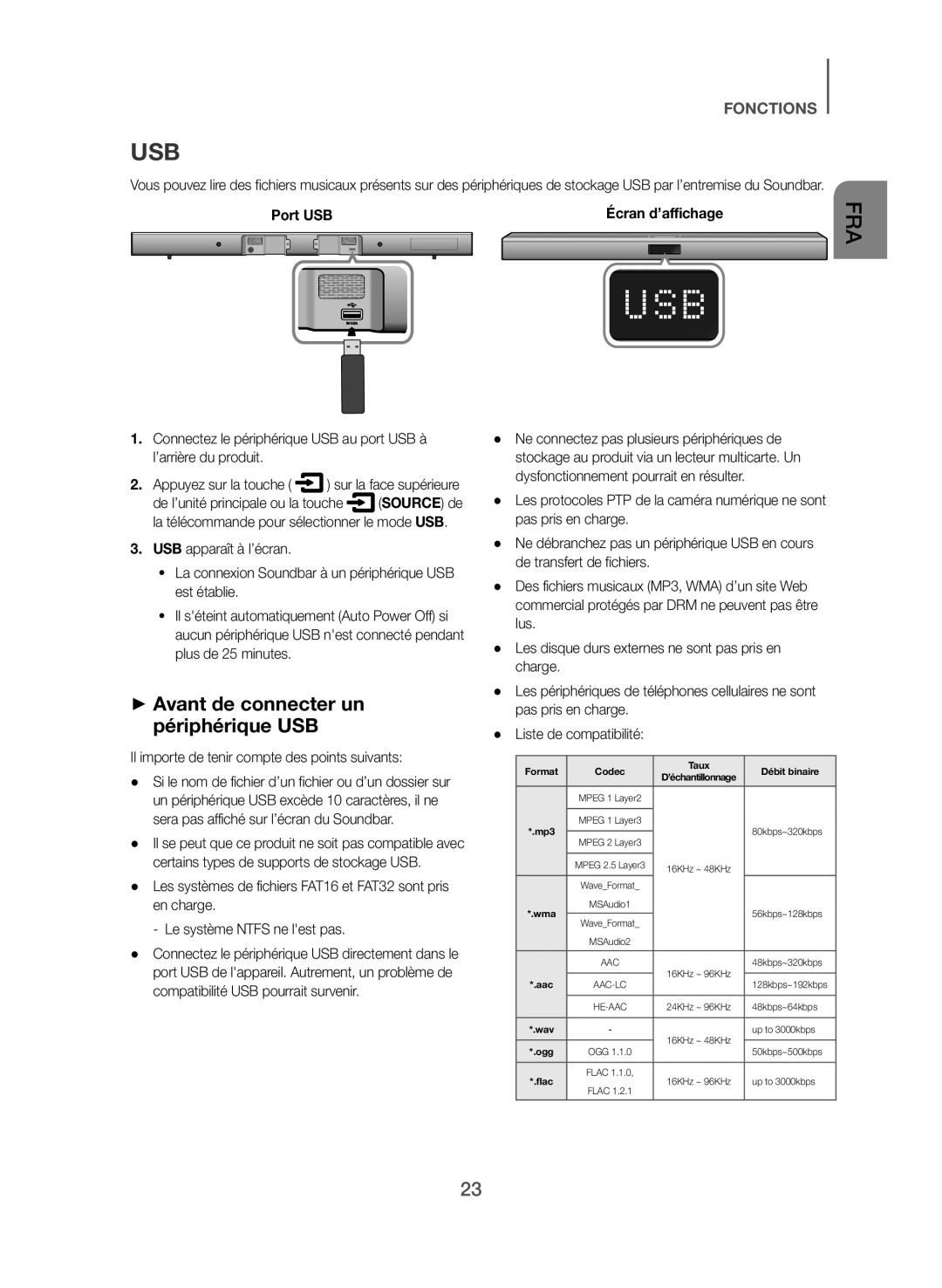 ++Avant de connecter un périphérique USB