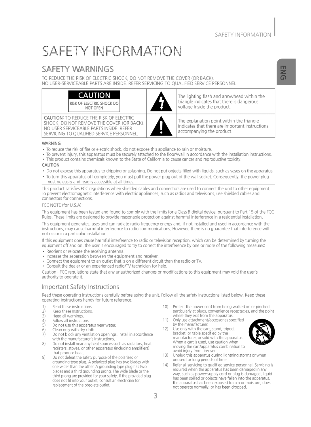 SAFETY INFORMATION Standard HW-J450