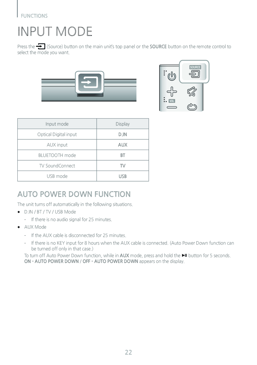 INPUT MODE Standard HW-J370