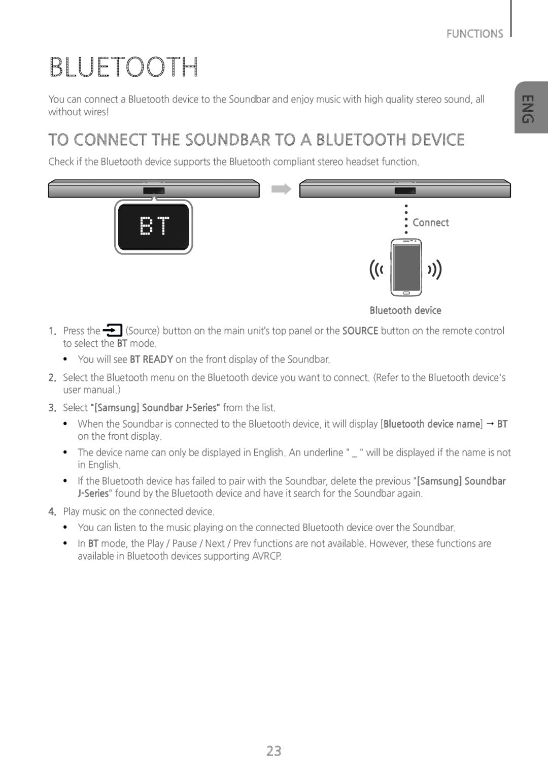 TO CONNECT THE SOUNDBAR TO A BLUETOOTH DEVICE Standard HW-J370