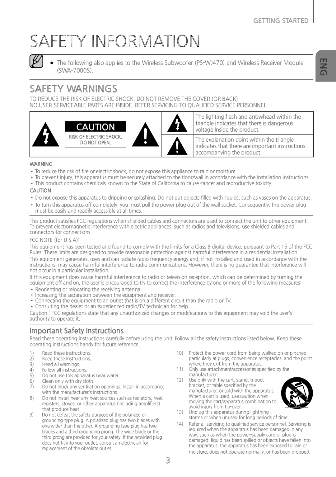 SAFETY WARNINGS Standard HW-J370