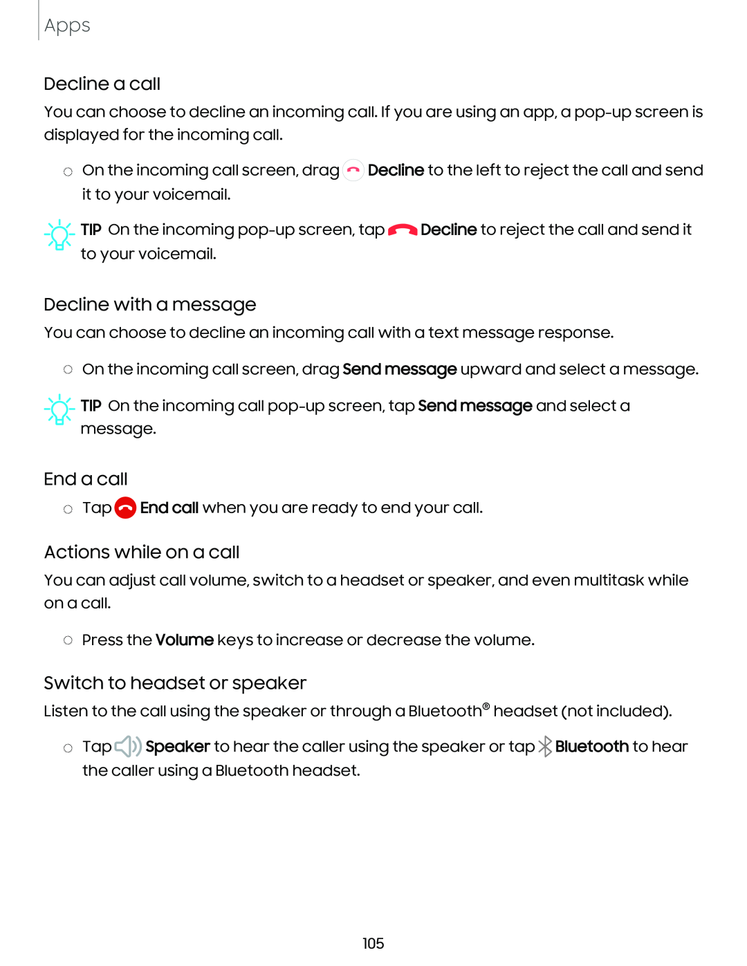 Decline with a message Galaxy Note10 Unlocked