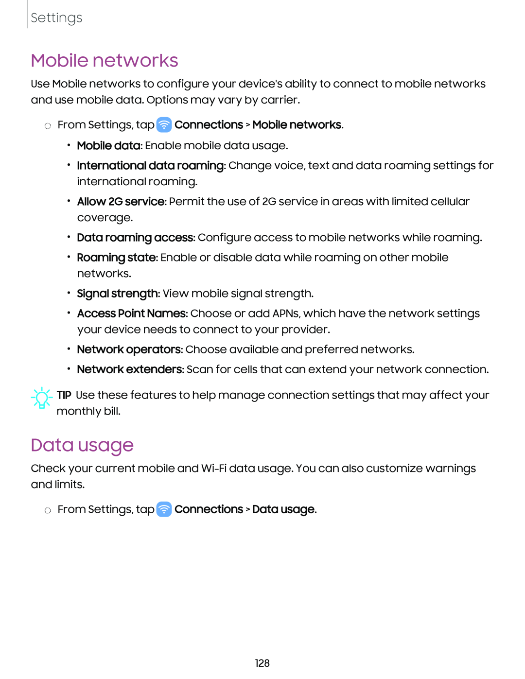 Data usage Galaxy Note10 Unlocked