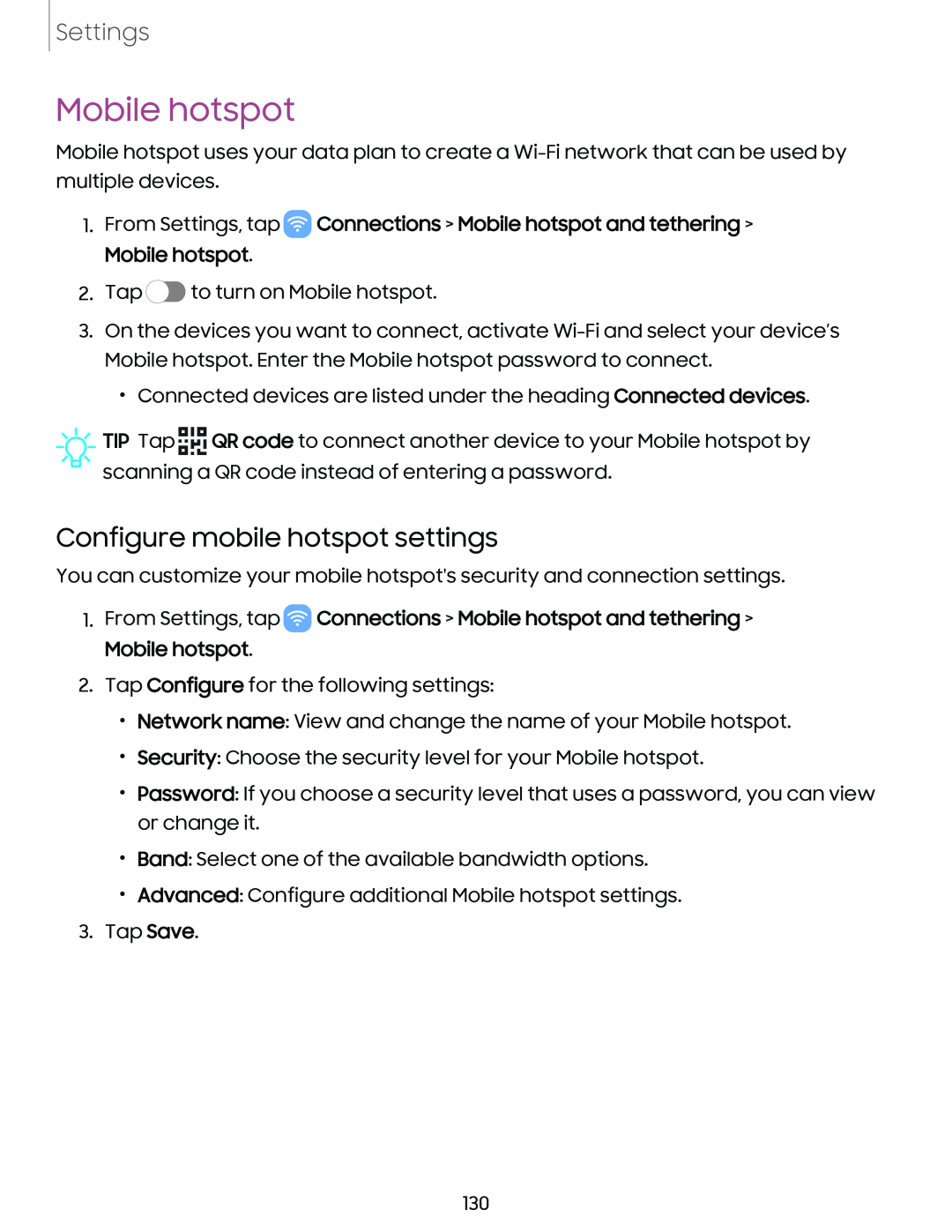 Configure mobile hotspot settings Galaxy Note10 Unlocked