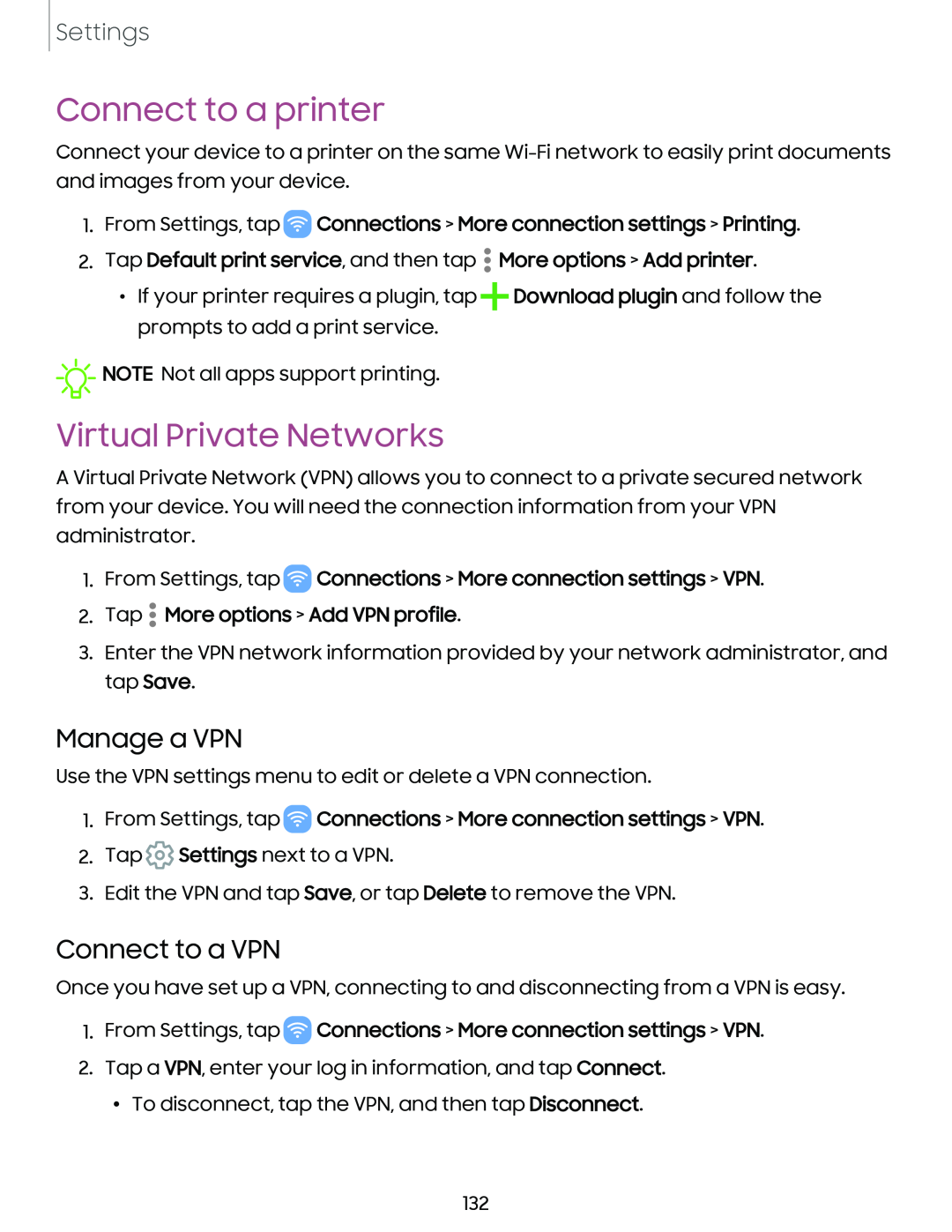 Manage a VPN Galaxy Note10 Unlocked