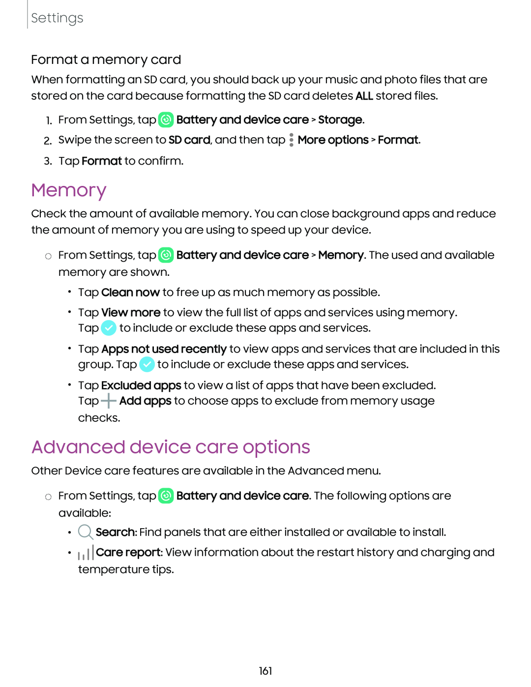 Advanced device care options Galaxy Note10 Unlocked