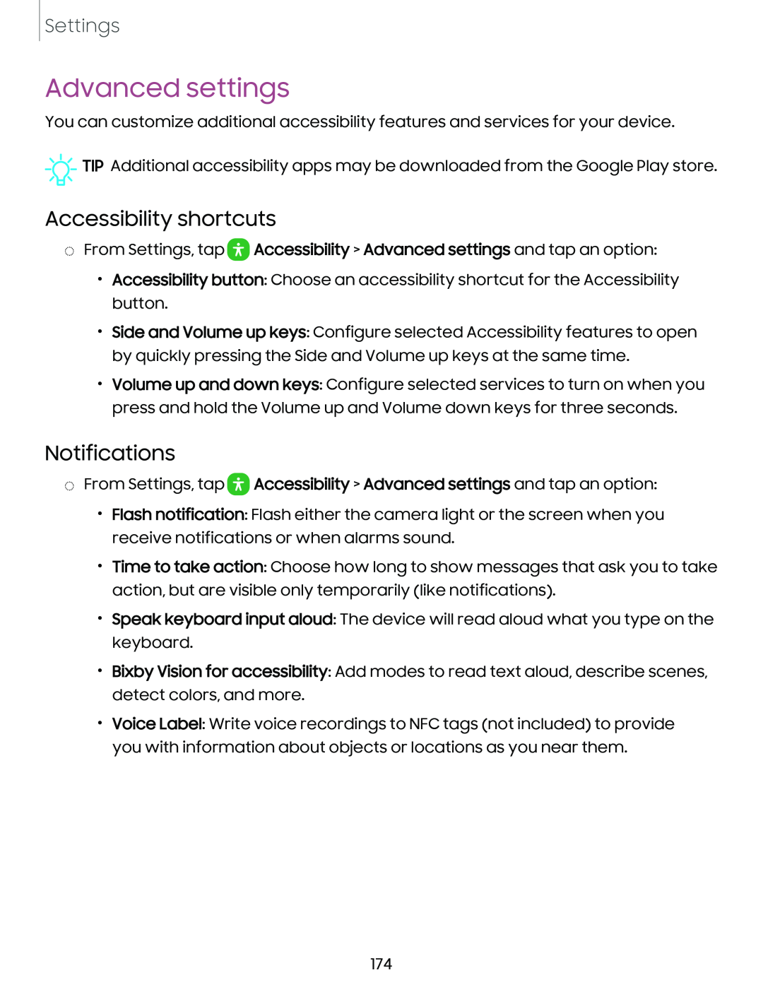 Accessibility shortcuts Galaxy Note10 Unlocked