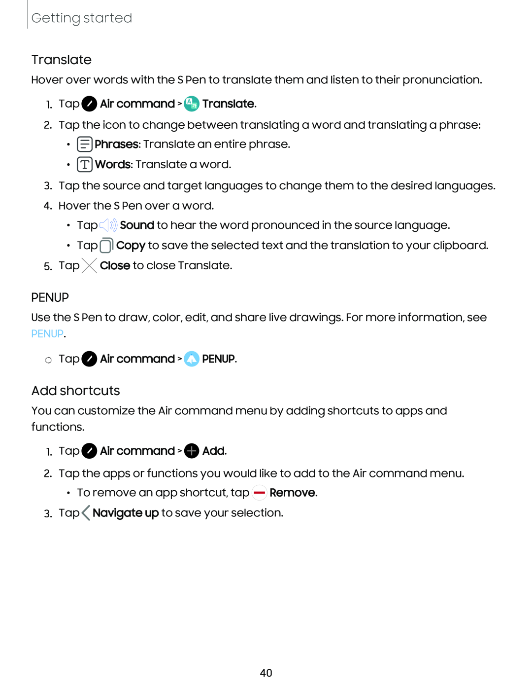 Add shortcuts Galaxy Note10 Unlocked