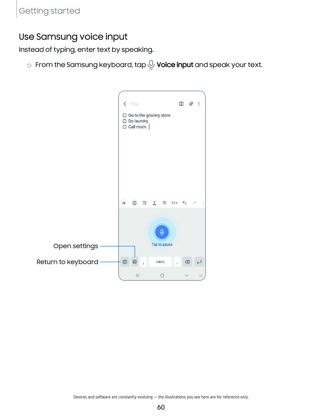 Use Samsung voice input Galaxy Note10 Unlocked