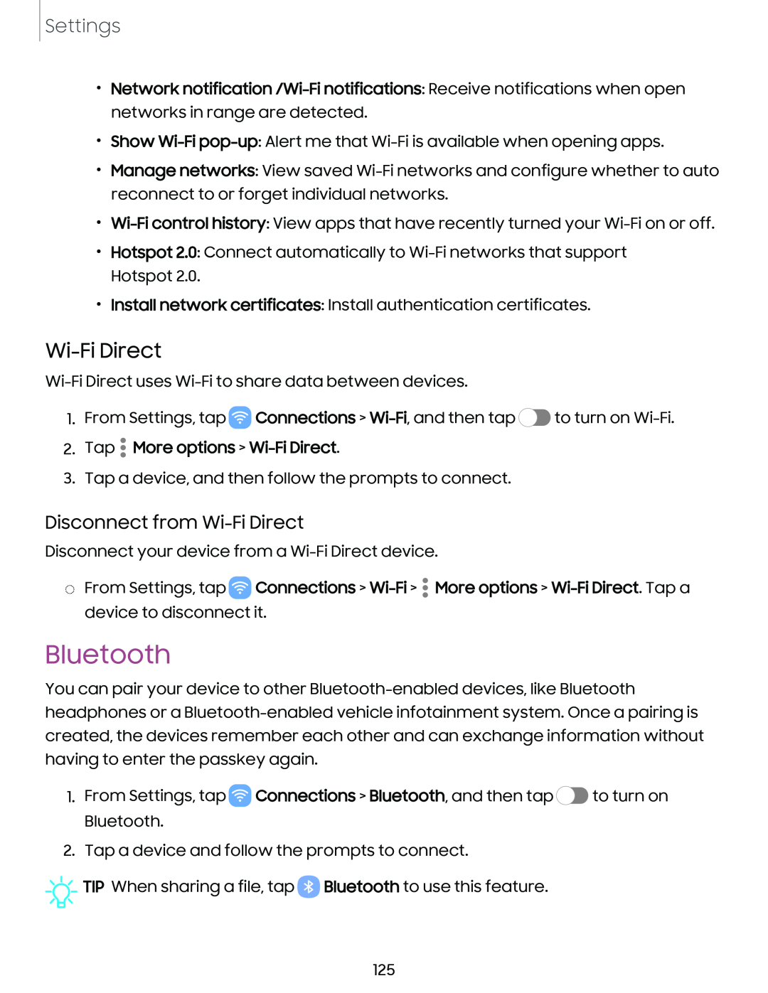 Disconnect from Wi-FiDirect Galaxy Note10+ 5G AT&T