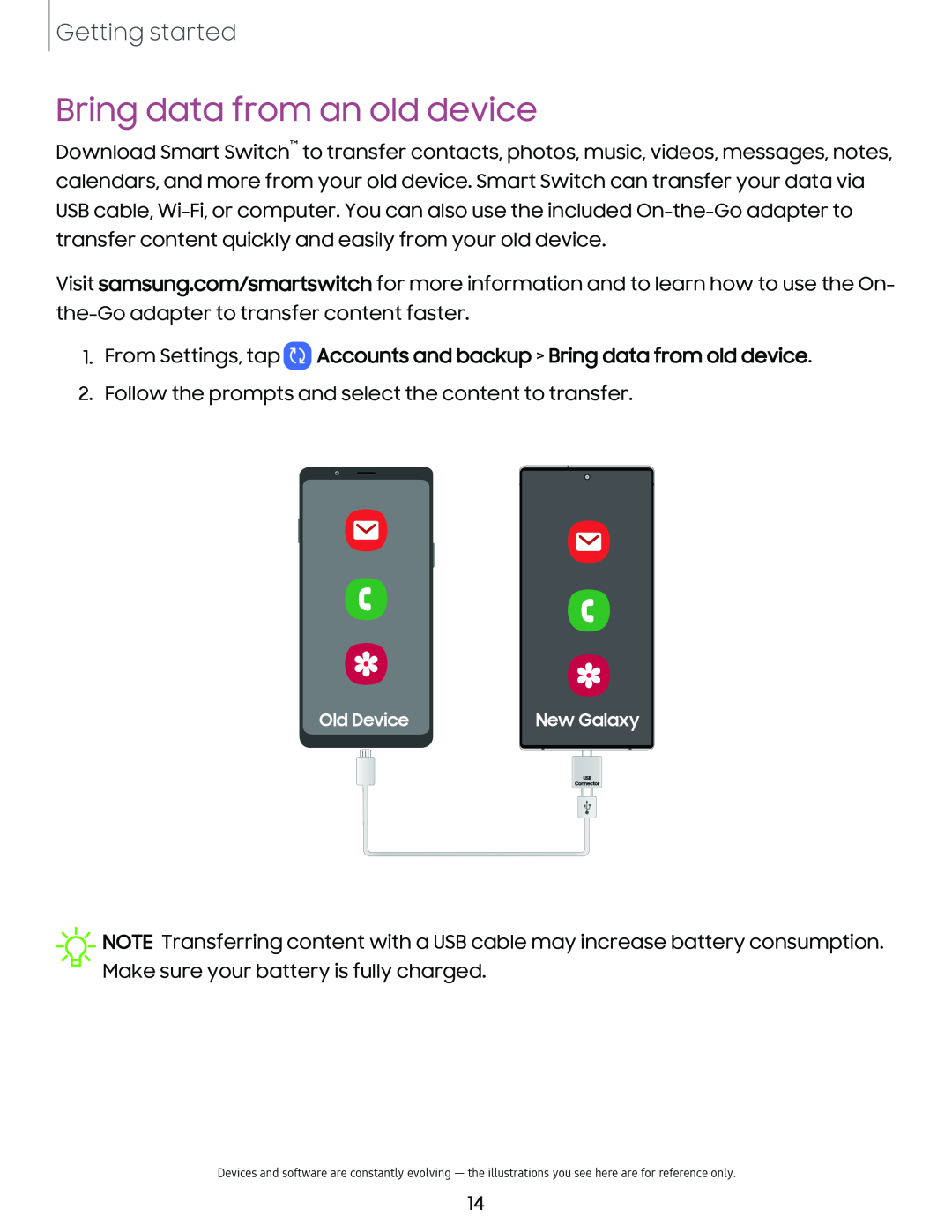 Bring data from an old device