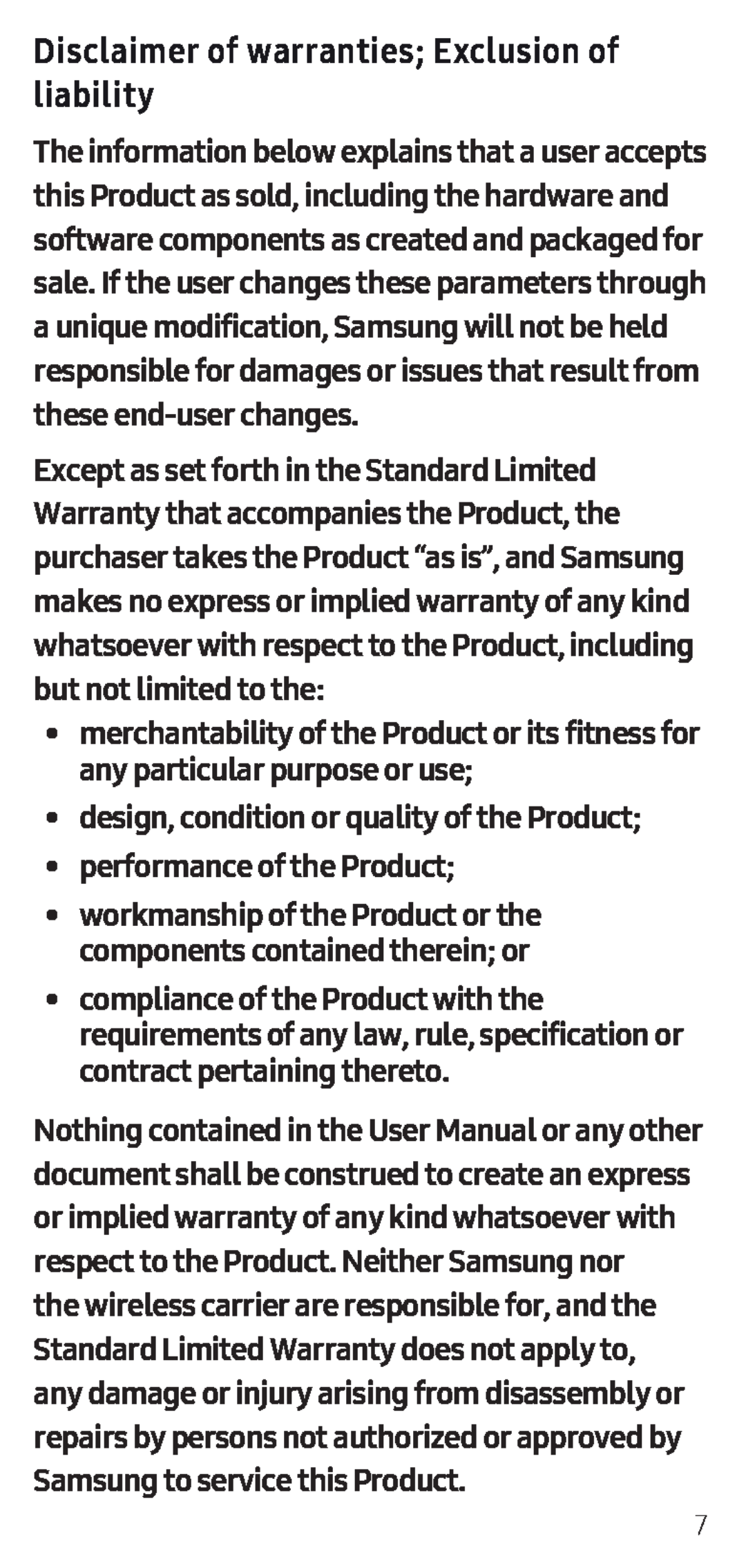 Disclaimer of warranties; Exclusion of liability Galaxy Note9 US Cellular