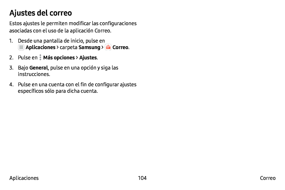 Ajustes del correo Galaxy Note7 AT&T