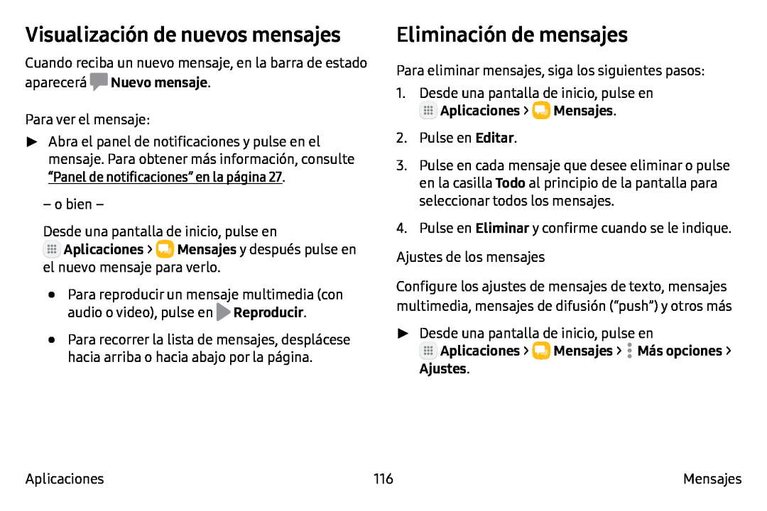 Eliminación de mensajes Galaxy Note7 AT&T