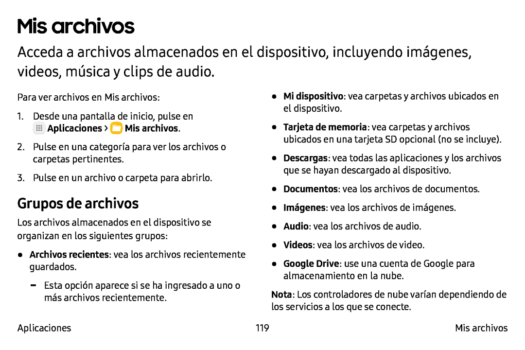 Grupos de archivos Galaxy Note7 AT&T