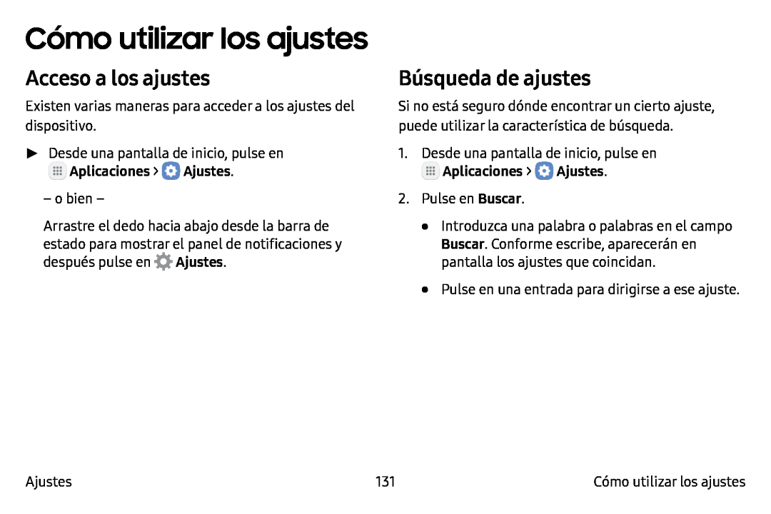 Búsqueda de ajustes Galaxy Note7 AT&T