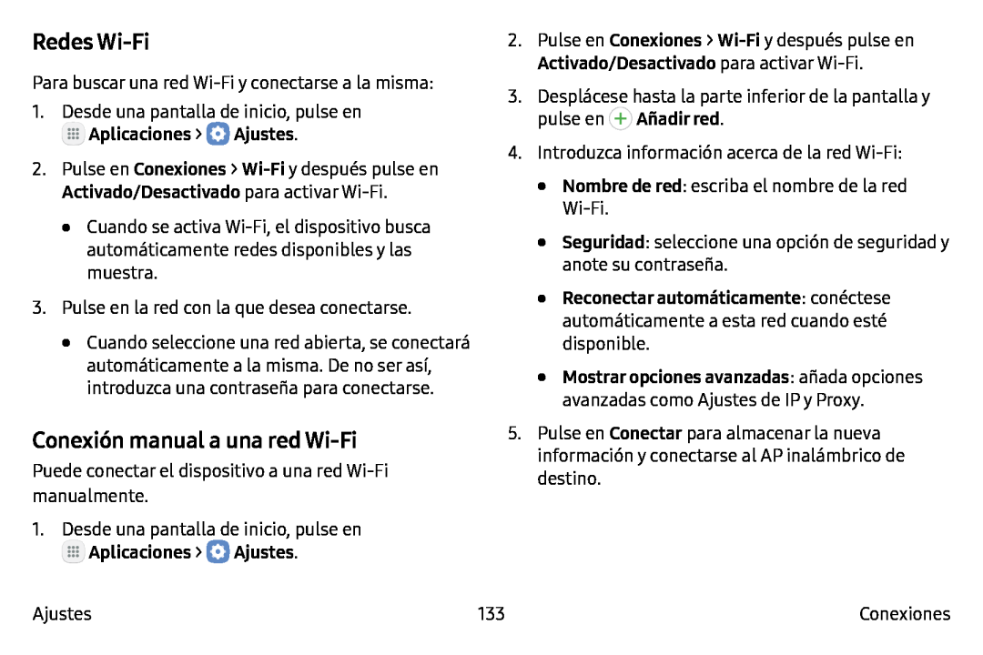 Conexión manual a una red Wi-Fi Galaxy Note7 AT&T