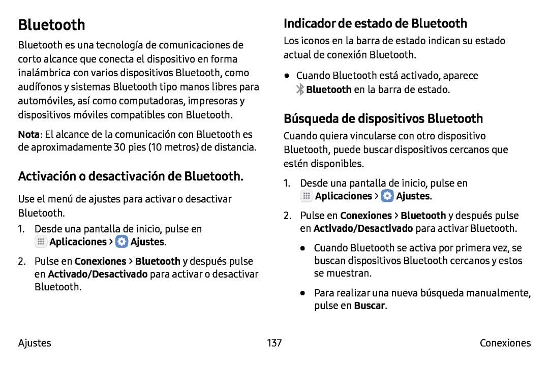 Búsqueda de dispositivos Bluetooth Galaxy Note7 AT&T