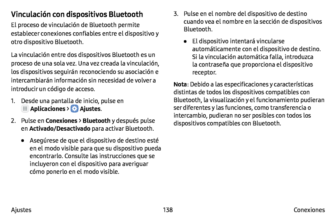 Vinculación con dispositivos Bluetooth Galaxy Note7 AT&T