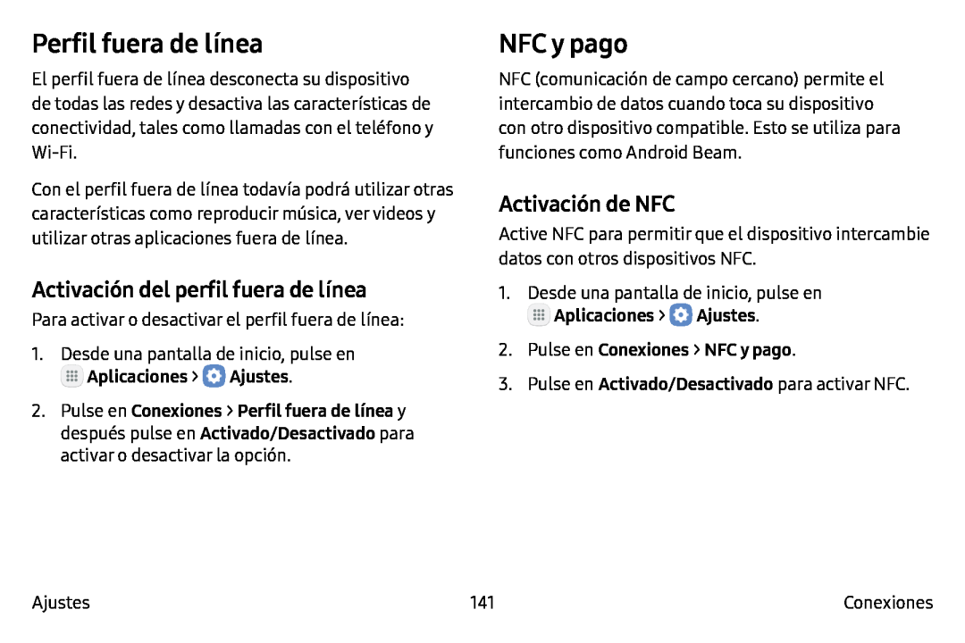 Perfil fuera de línea Galaxy Note7 AT&T