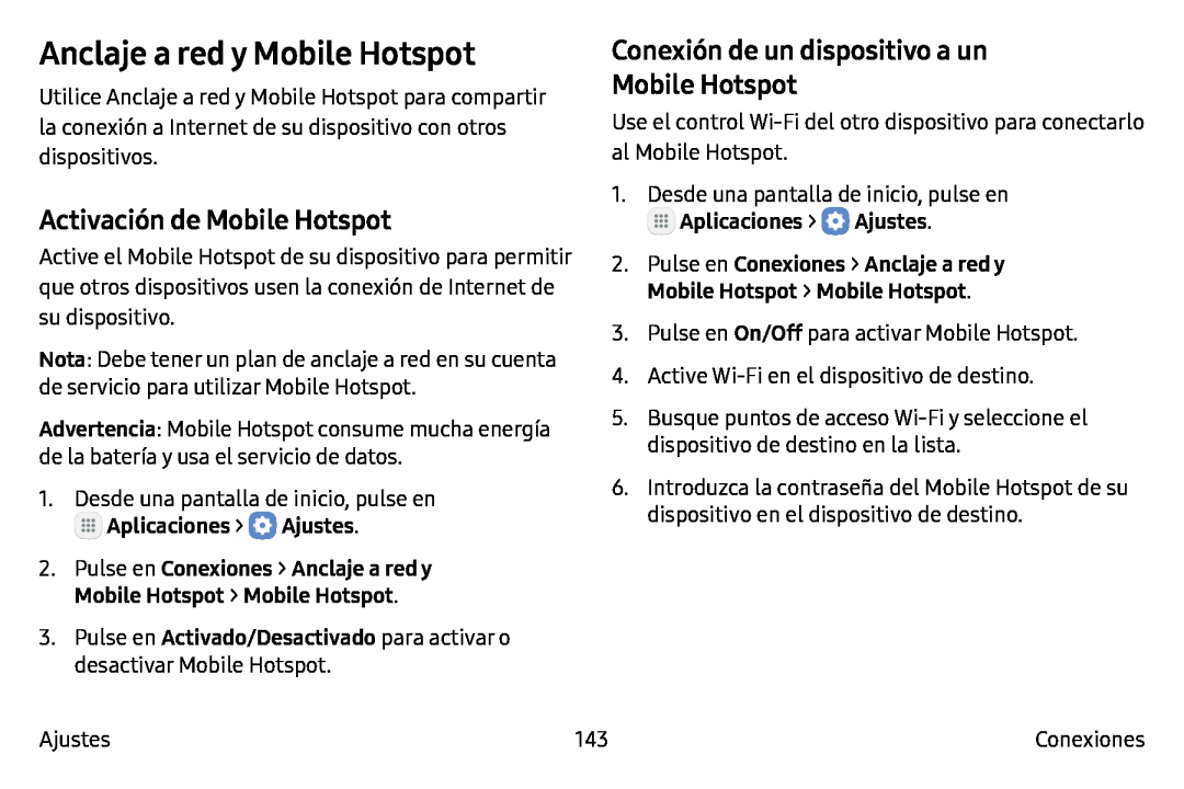 Anclaje a red y Mobile Hotspot Galaxy Note7 AT&T