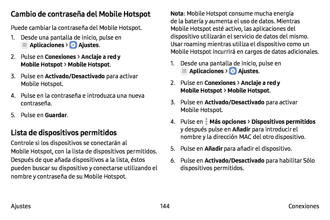 Cambio de contraseña del Mobile Hotspot Galaxy Note7 AT&T