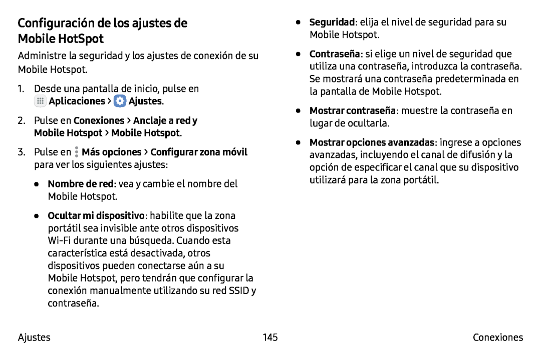 Configuración de los ajustes de Galaxy Note7 AT&T