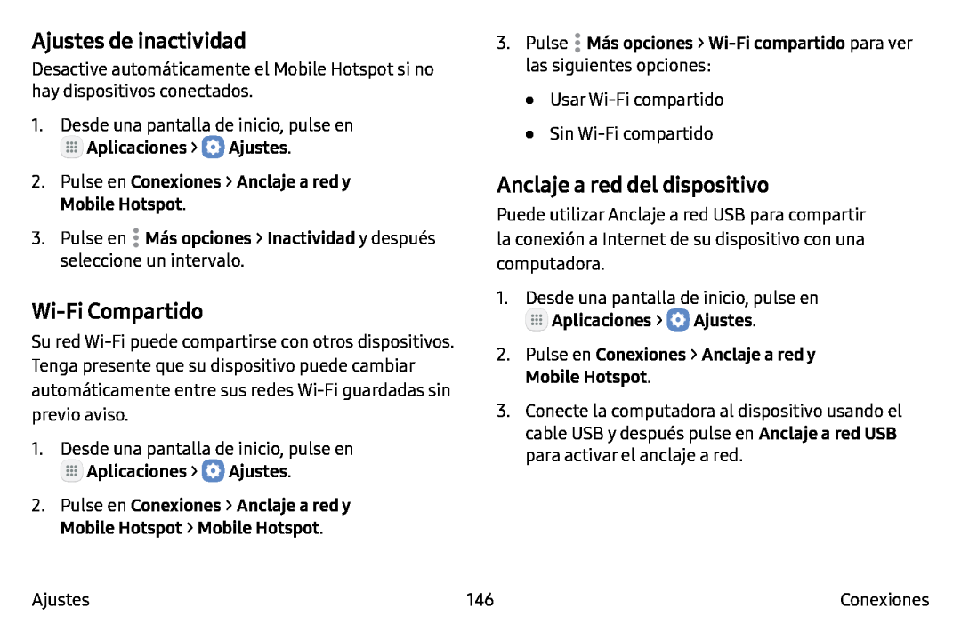 Ajustes de inactividad Galaxy Note7 AT&T