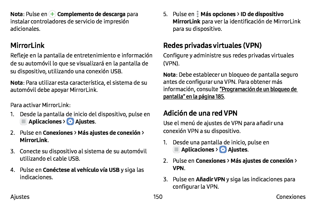 Redes privadas virtuales (VPN) Galaxy Note7 AT&T