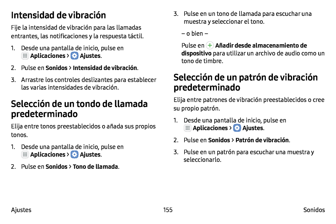 Selección de un patrón de vibración predeterminado Galaxy Note7 AT&T