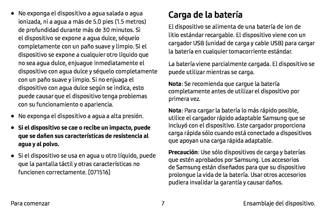 Carga de la batería Galaxy Note7 AT&T