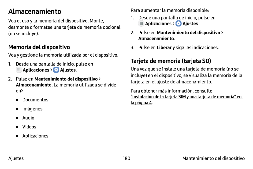 Memoria del dispositivo Galaxy Note7 AT&T