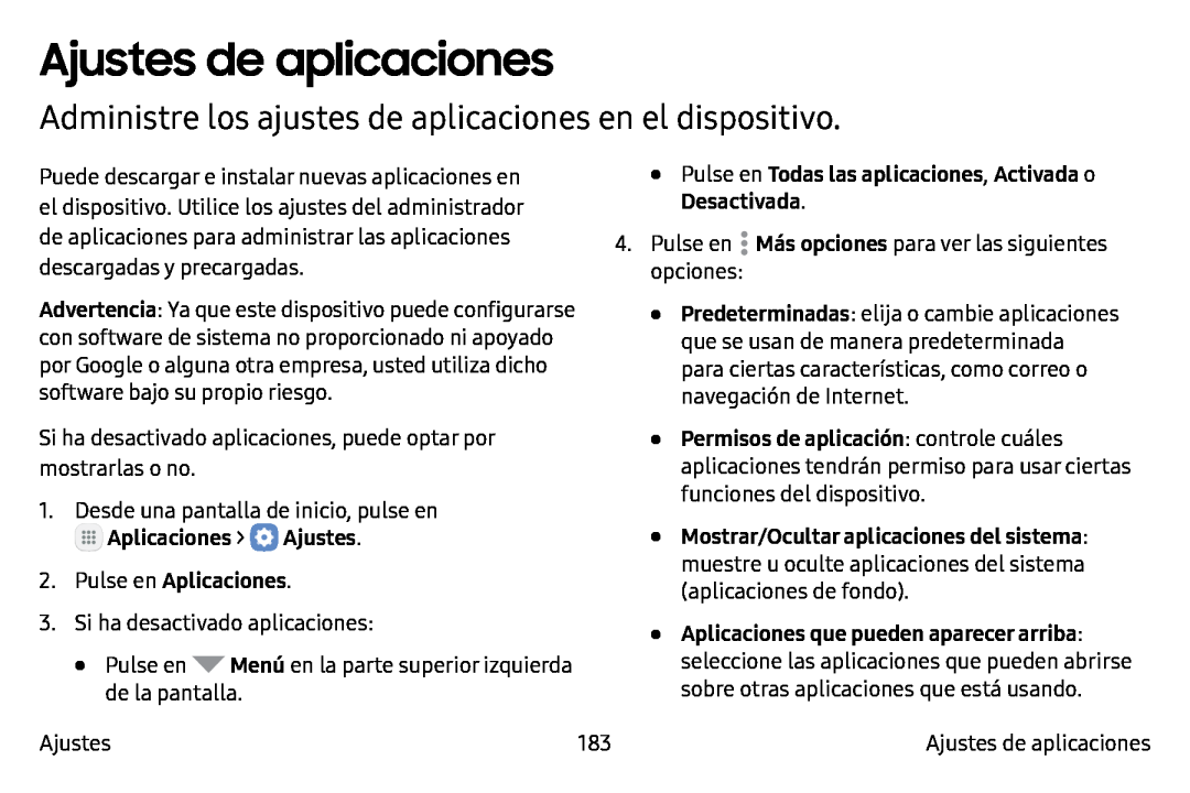 Ajustes de aplicaciones Galaxy Note7 AT&T