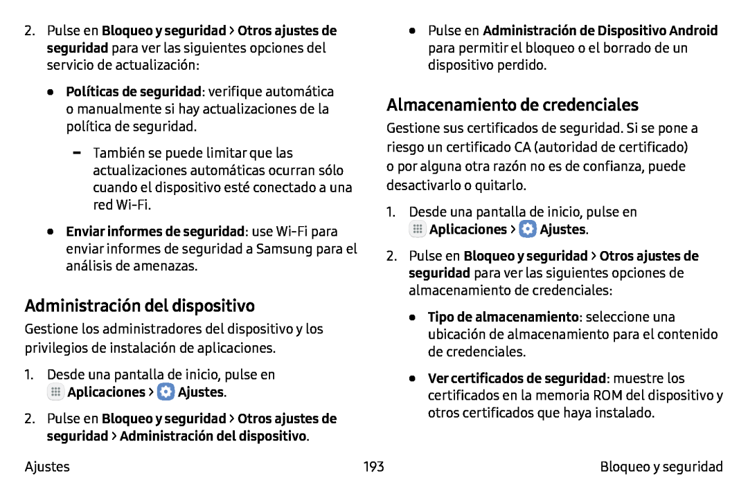 Administración del dispositivo Galaxy Note7 AT&T