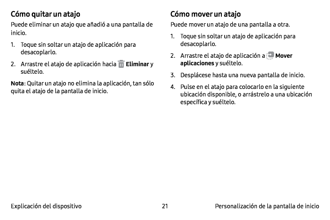 Cómo mover un atajo Galaxy Note7 AT&T