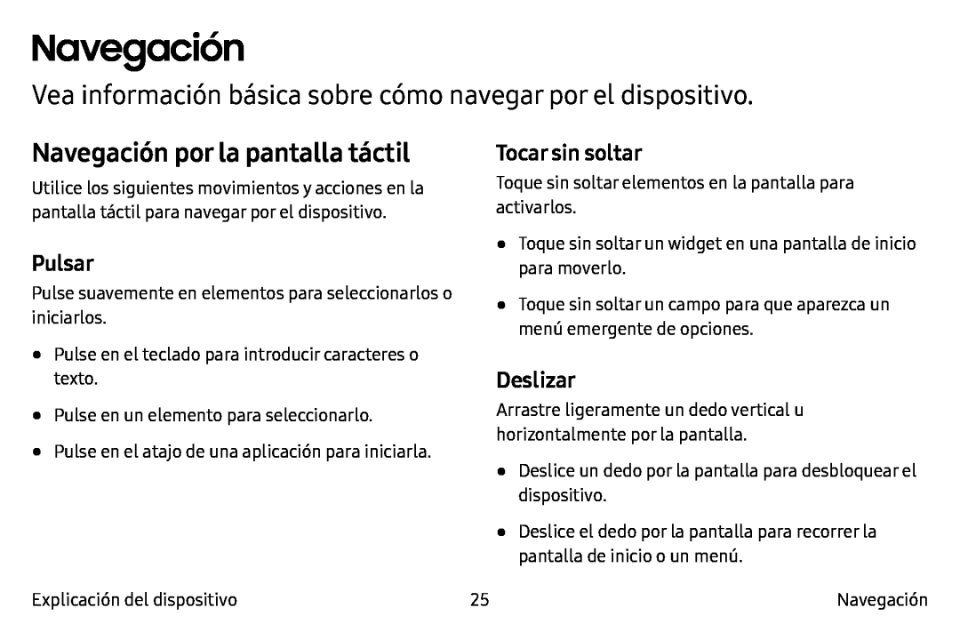 Vea información básica sobre cómo navegar por el dispositivo Galaxy Note7 AT&T