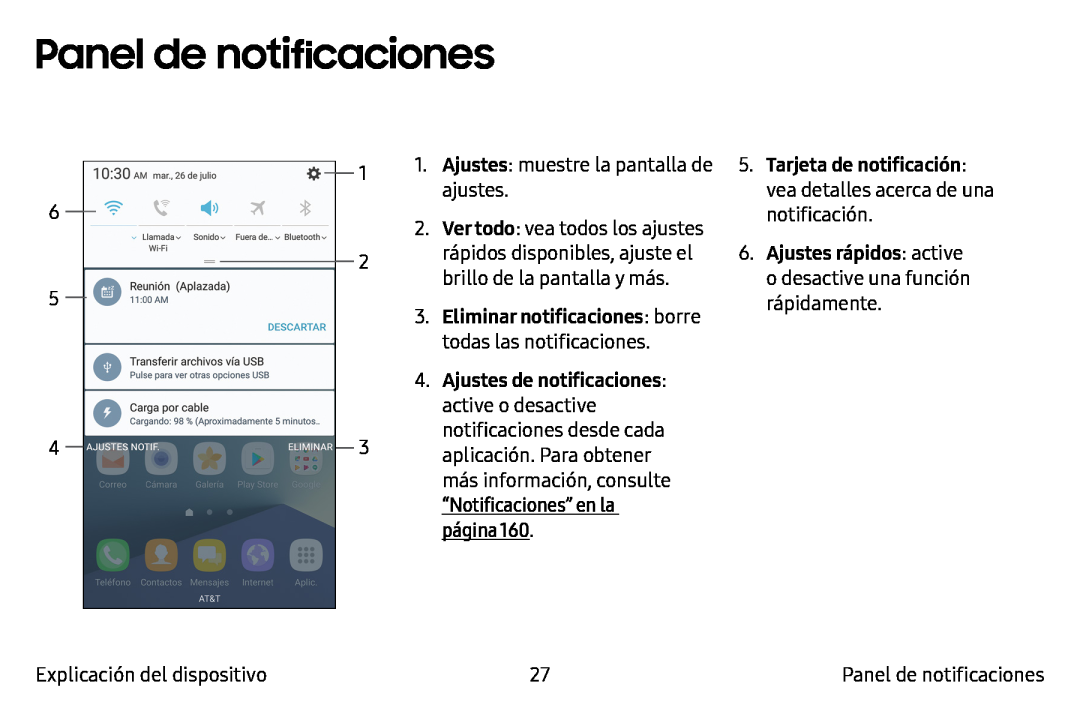 Panel de notificaciones Galaxy Note7 AT&T