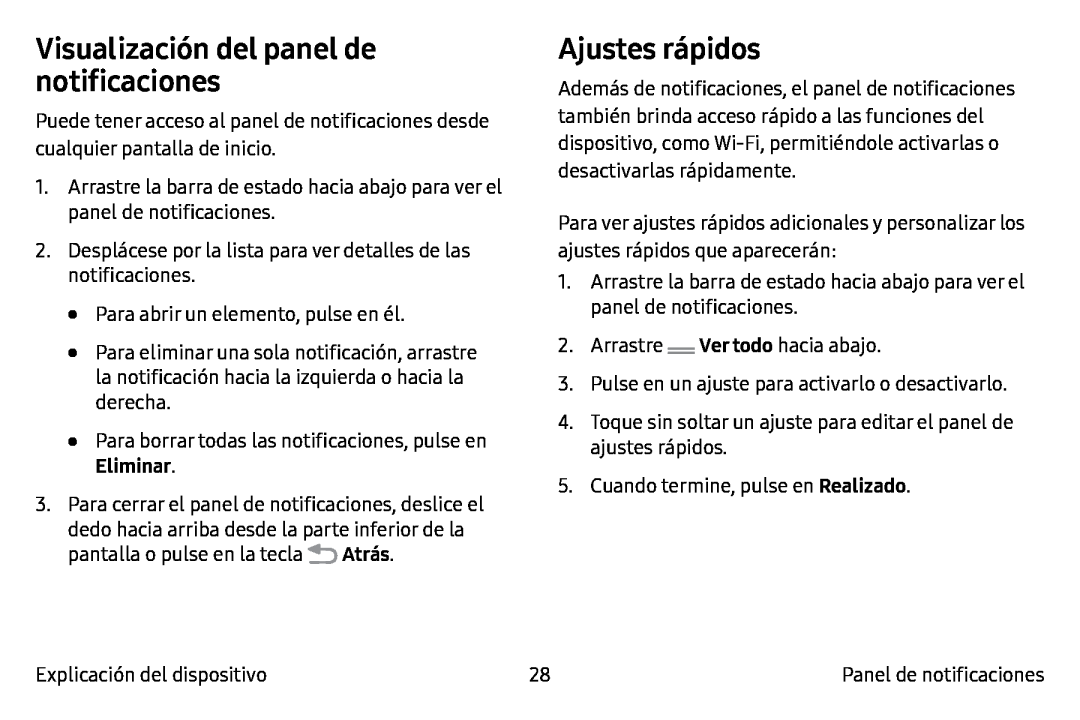 Visualización del panel de notificaciones Galaxy Note7 AT&T