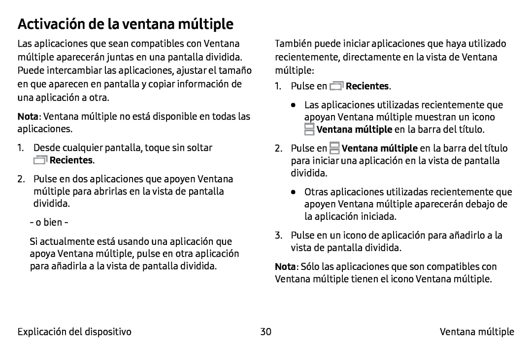 Activación de la ventana múltiple Galaxy Note7 AT&T