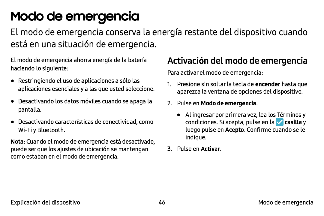 Activación del modo de emergencia Galaxy Note7 AT&T