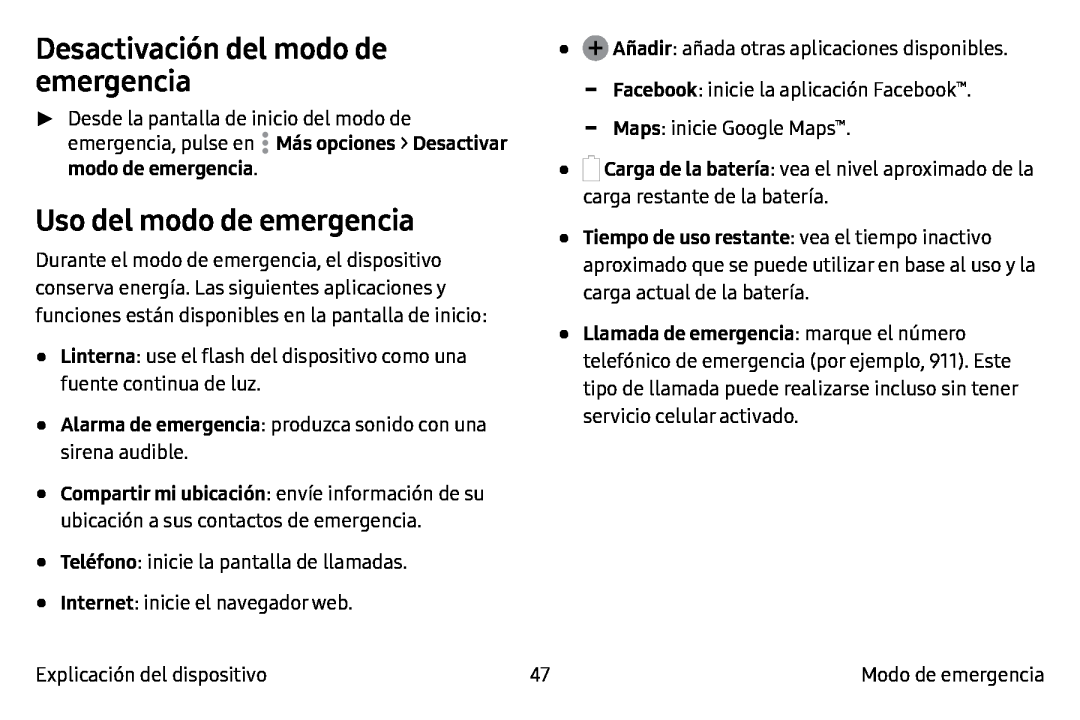 Uso del modo de emergencia Galaxy Note7 AT&T