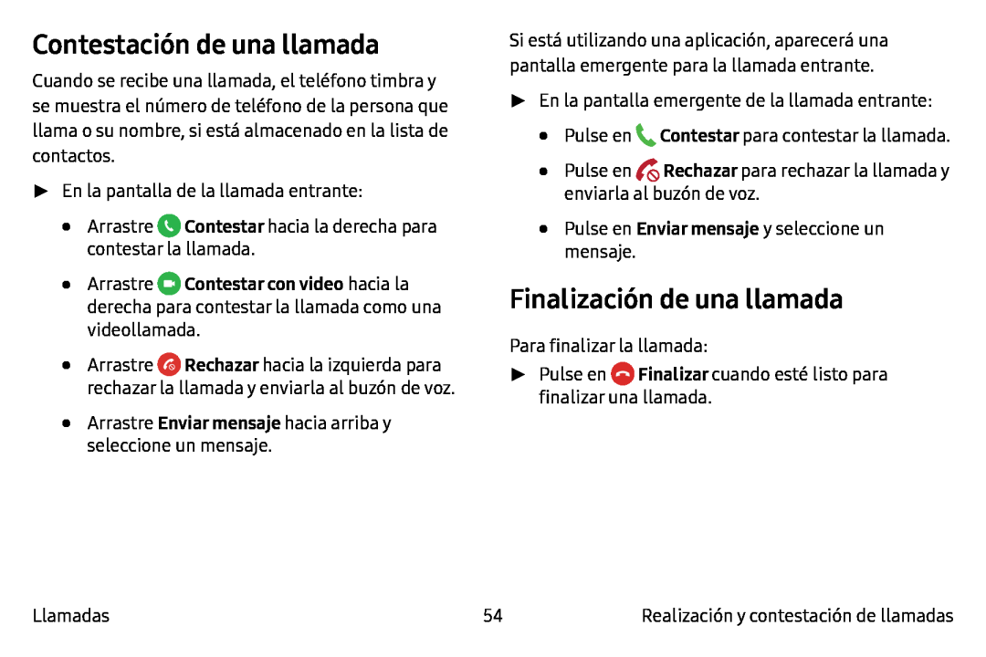 Contestación de una llamada Galaxy Note7 AT&T