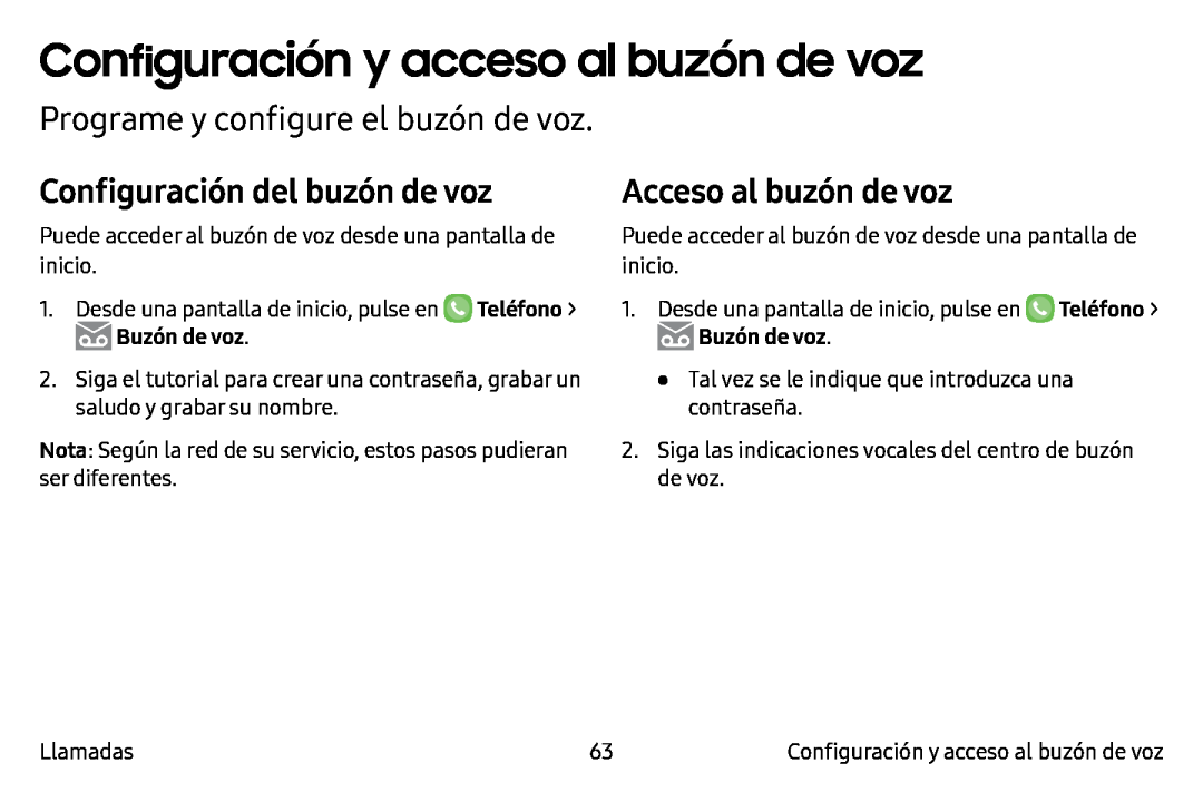 Configuración del buzón de voz Galaxy Note7 AT&T