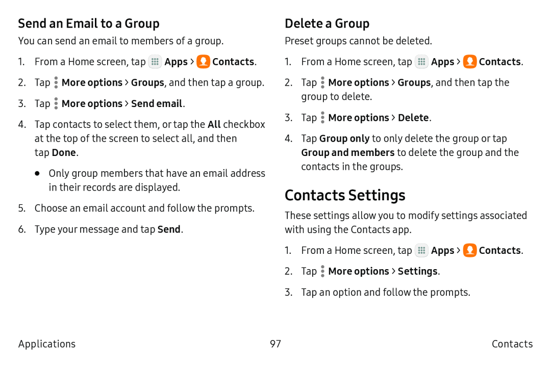 Contacts Settings Galaxy Note7 US Cellular